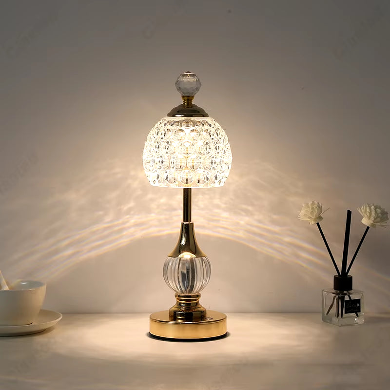 2023 New Metal Crystal Acrylic Table Lamp Bedroom Bedside Lamp Nordic Retro Home Decoration in Small Night Light