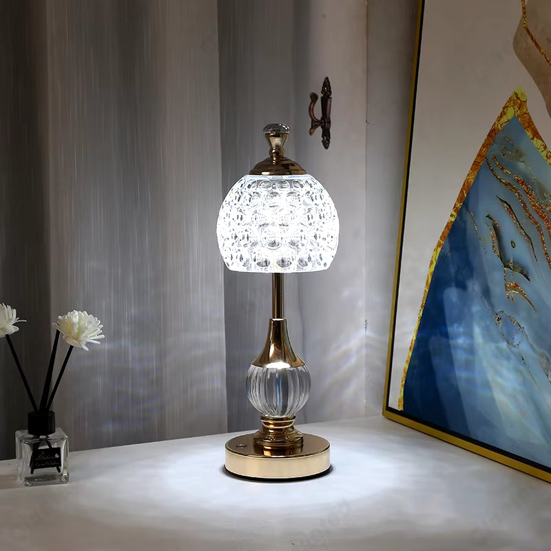 2023 New Metal Crystal Acrylic Table Lamp Bedroom Bedside Lamp Nordic Retro Home Decoration in Small Night Light